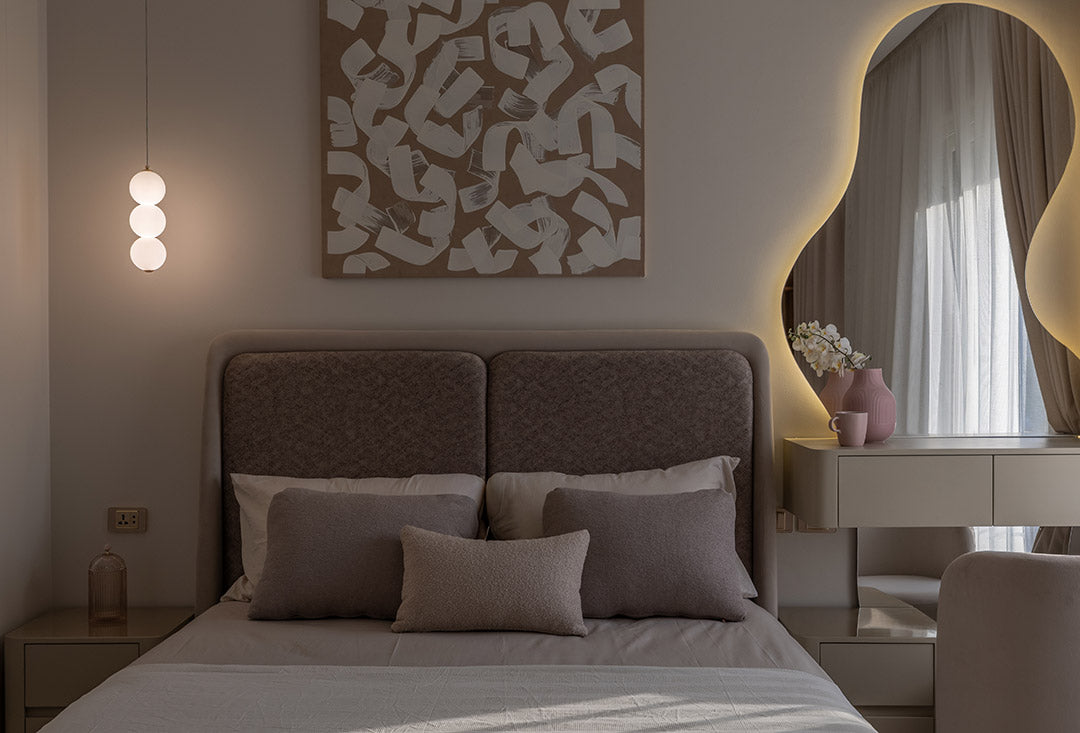 Beige Modern Velvet Bed