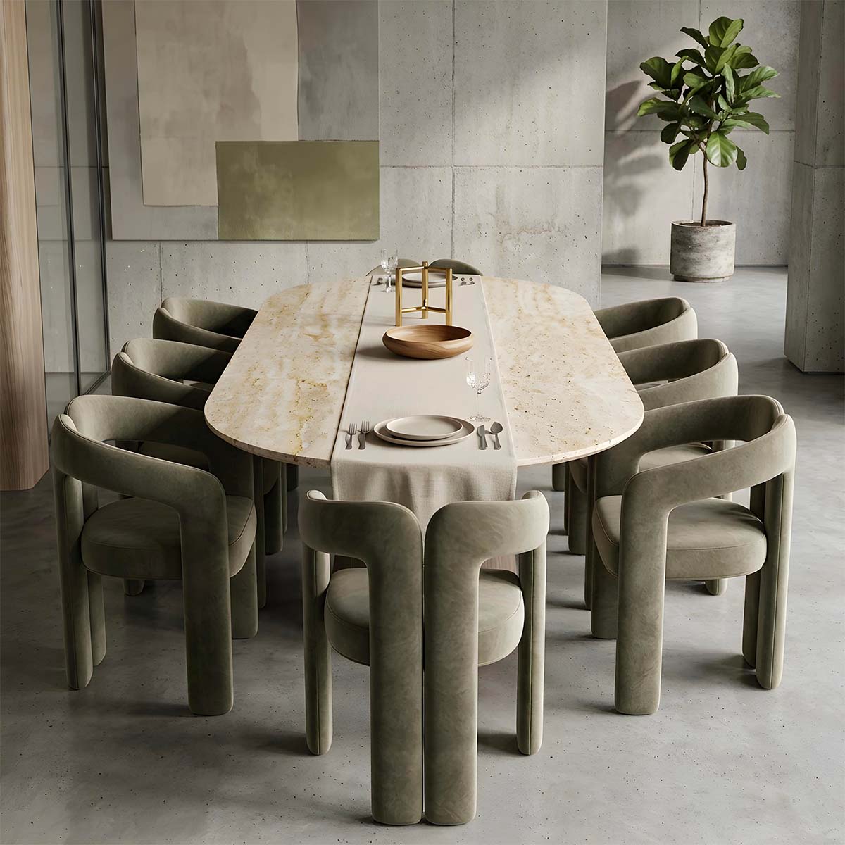 Oak Wood Dinning Room Set with 6 Chairs