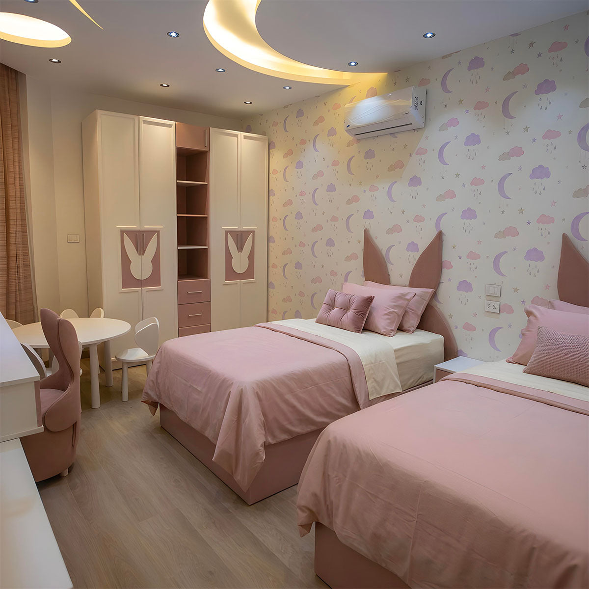 Pink Rabbit Kids Bed