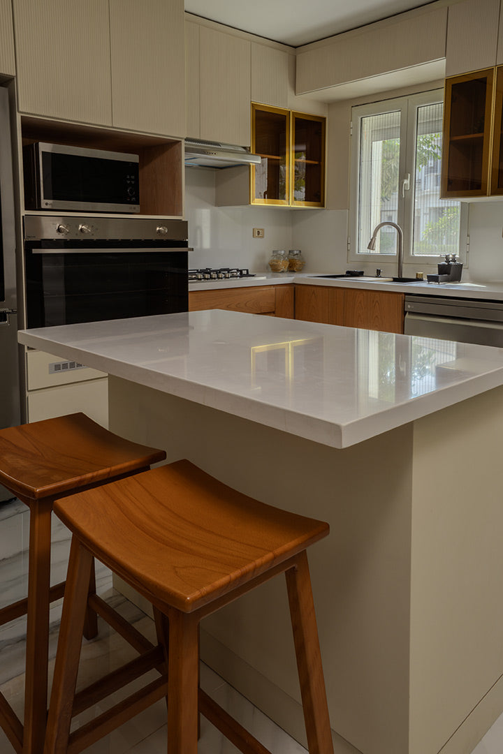 Modern White and Brown Natural Wood Kitchen