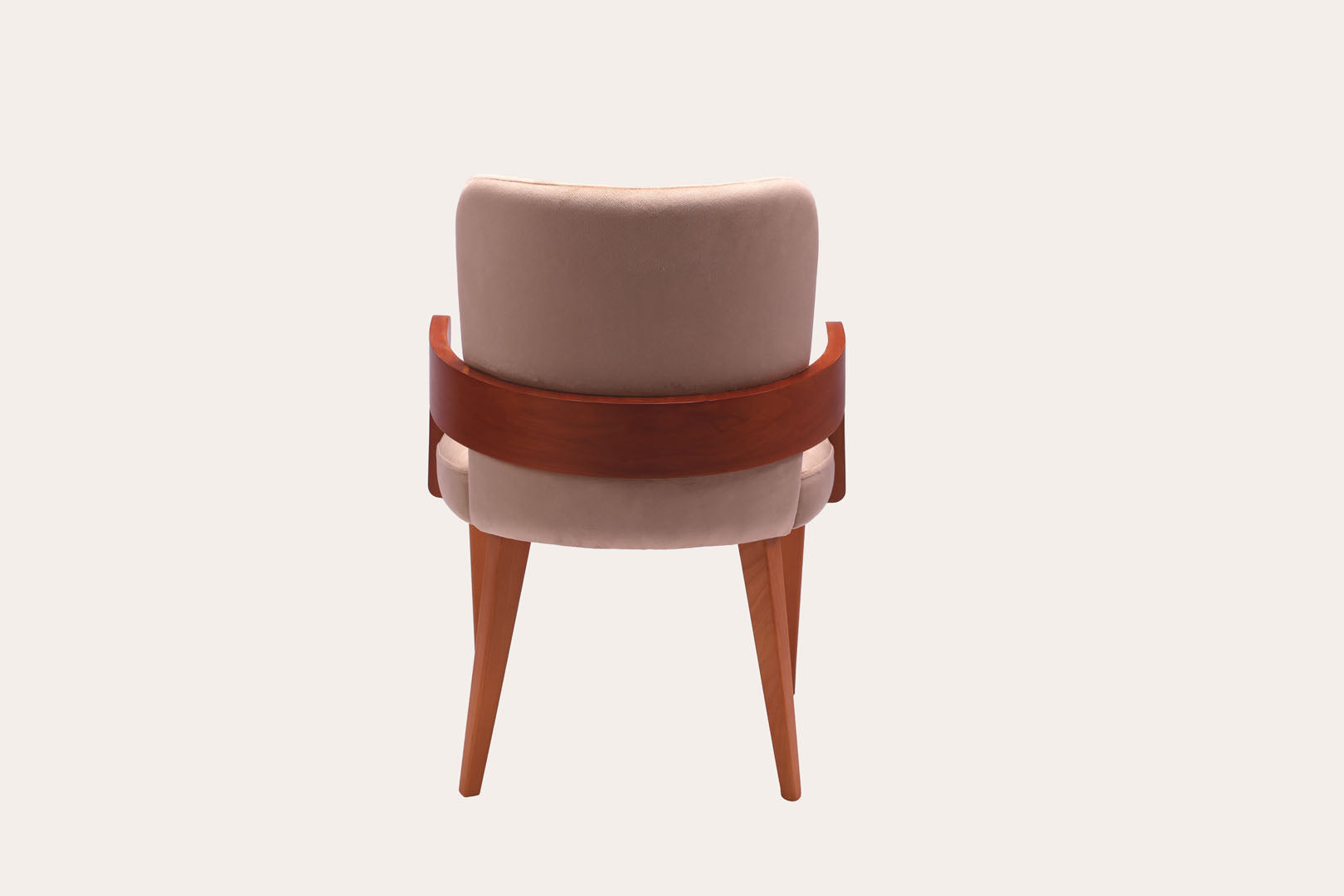 Zan Wooden Velvet Beige Chair