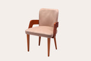 Zan Wooden Velvet Beige Chair