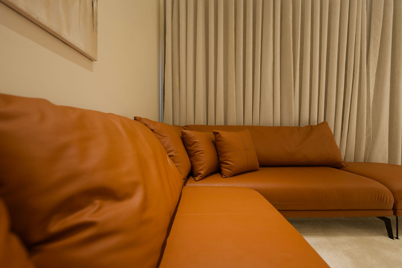 Big Brown L Shaped Leather Sofa