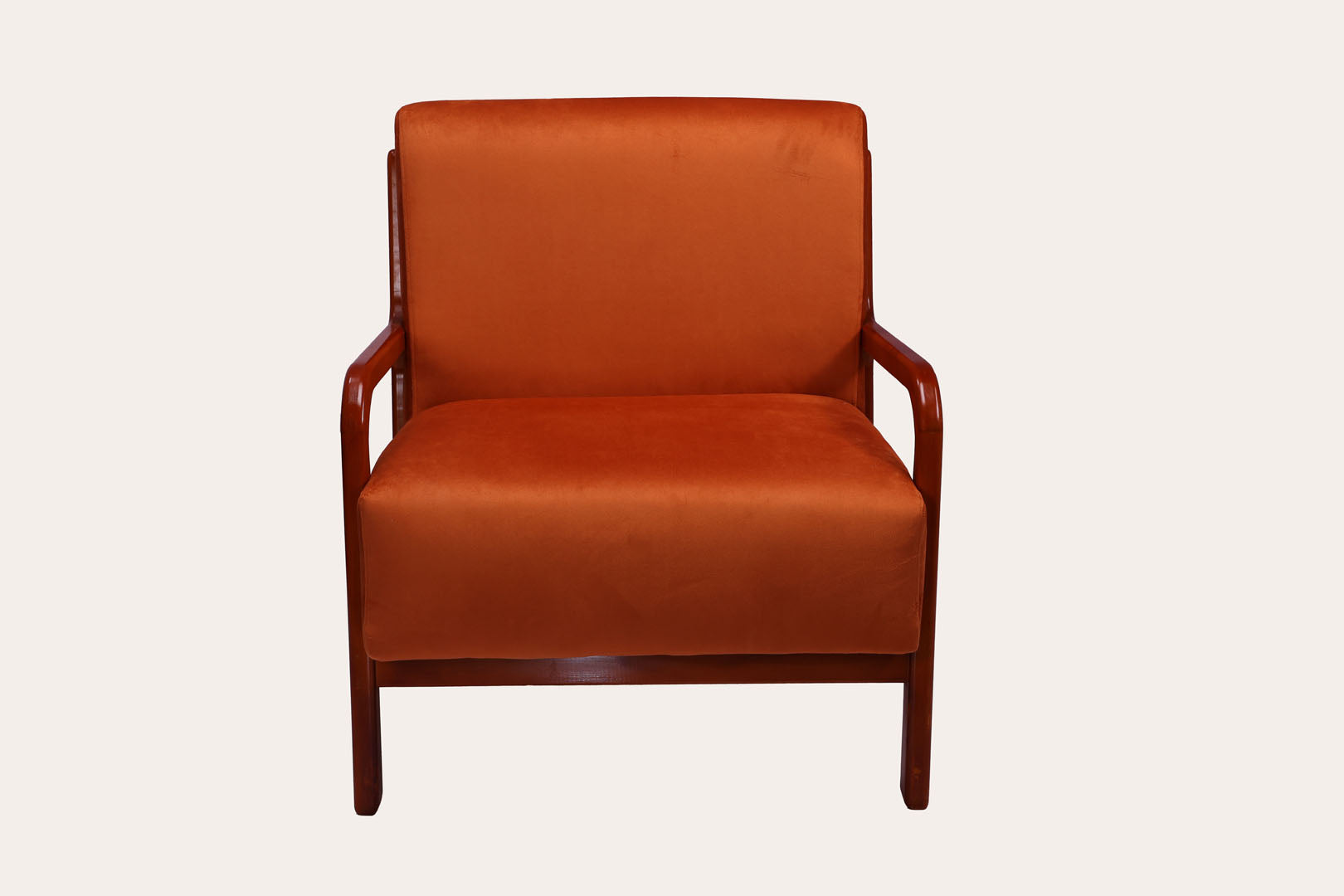 Brown Velvet Wooden Chair