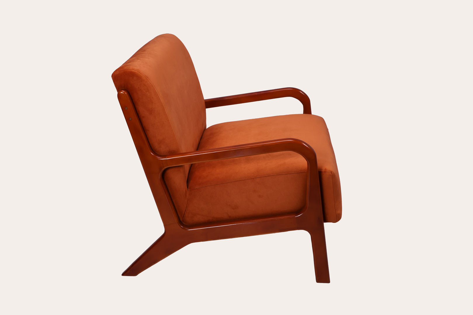 Brown Velvet Wooden Chair