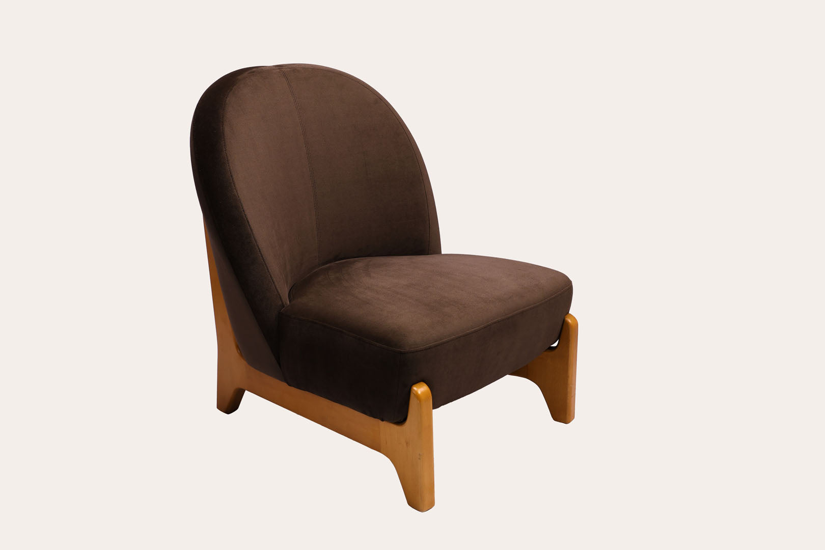 Dark Brown Velvet Wooden Chair
