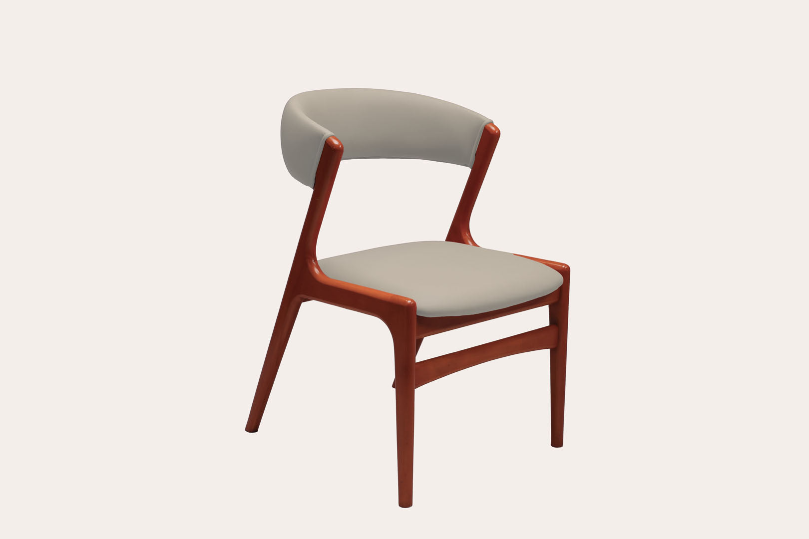 Grey Leather Wooden Chair