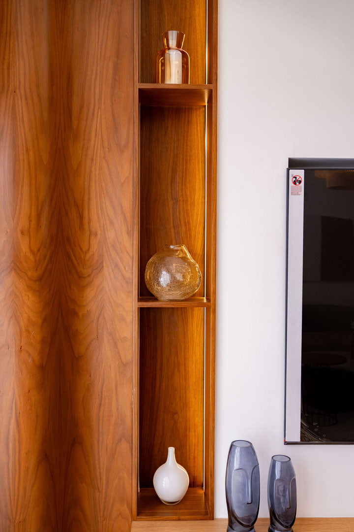 Natural Walnut Wood TV Unit