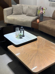 White, Brown & Black Glass Coffee Table