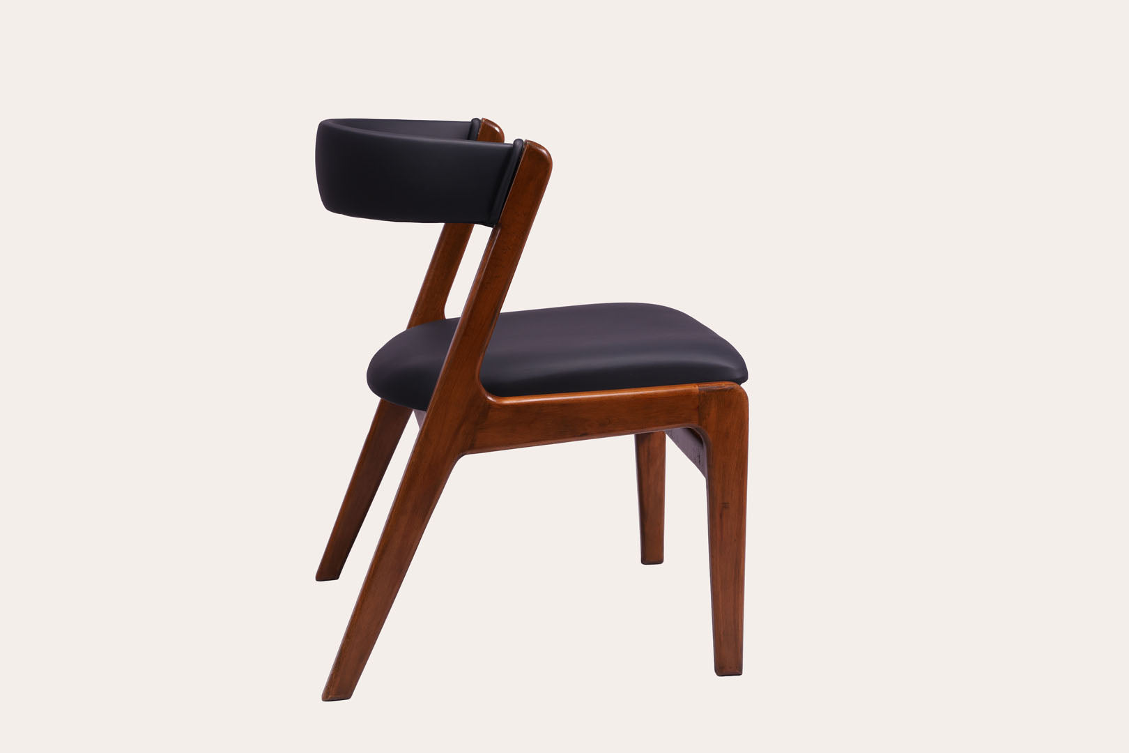 Black Leather Wooden Chair